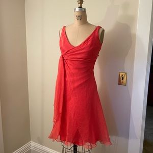 Danes Couture coral color silk cocktail dress size 4
